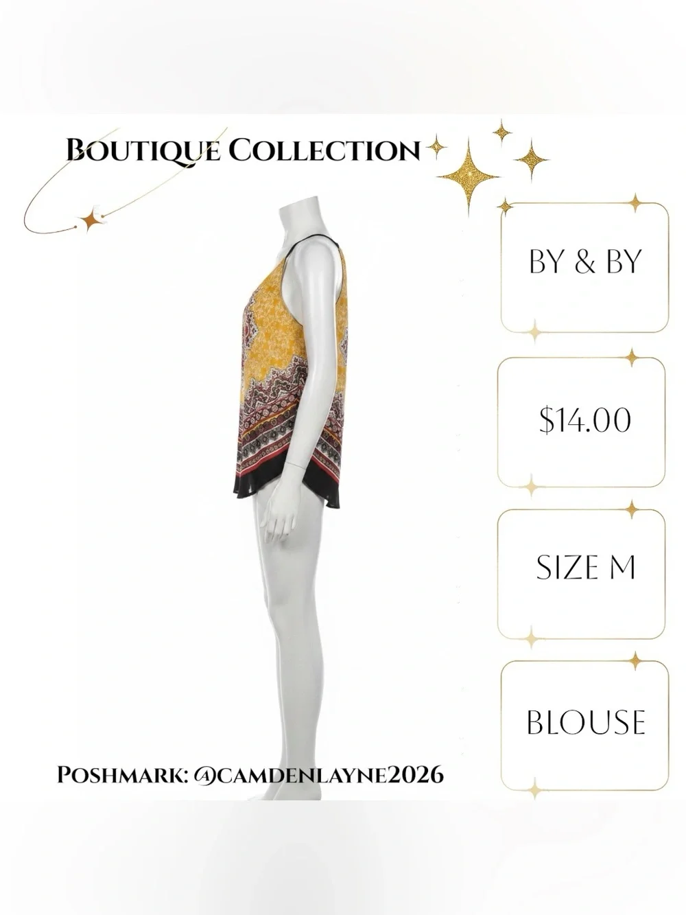 by & by Yellow Printed Halter-Style Scarf Hem Camisole - Picture 6 of 7